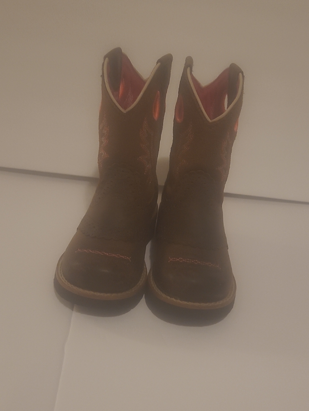 Ariat Kids Brown Western Boots with Pink Accents